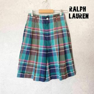 ラルフローレン(Ralph Lauren)の美品 Ralph Lauren マドラスチェック柄 タックショートパンツ(ハーフパンツ)