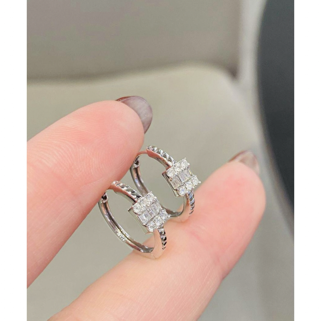 天然ダイヤモンドピアス0.28ct k18 フープピアス リングピアス 天然ダイヤモンドピアス0.28ct k18 フープピアス リングピアス