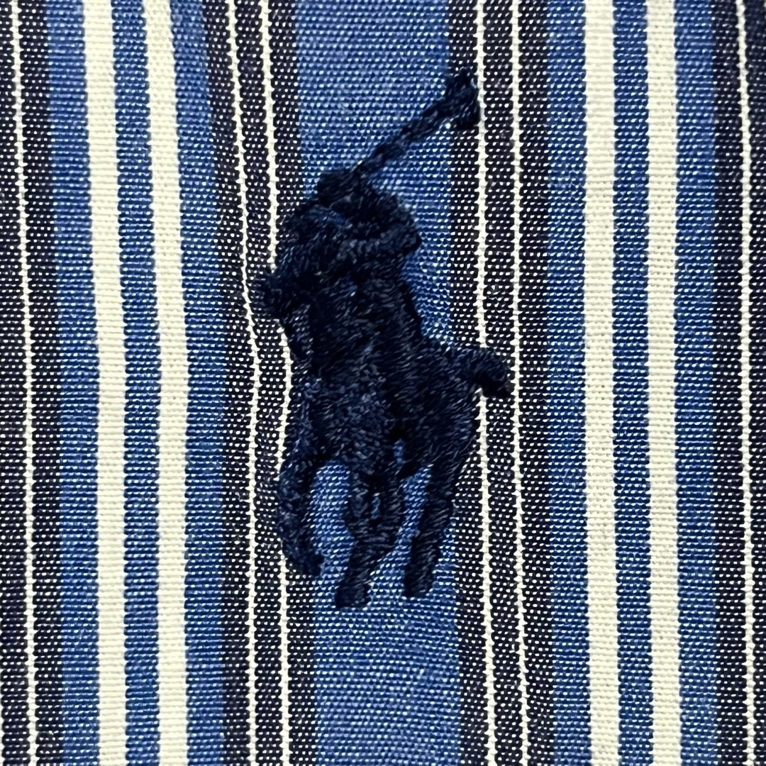 Ralph Lauren(ラルフローレン)のラルフローレン BDシャツ 長袖 ブルー ストライプ 紺ポニー刺繍 ゆるだぼ メンズのトップス(シャツ)の商品写真