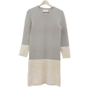 ベイジ(BEIGE,)のBEIGE(ベイジ) ワンピース サイズ4 XL レディース美品  - グレーベージュ×アイボリー クルーネック/長袖/ひざ丈/ニット(その他)