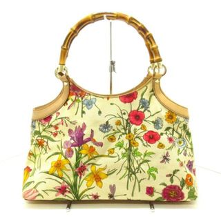 グッチ(Gucci)のGUCCI(グッチ) トートバッグ フローラ バンブー 137395 アイボリー×ベージュ×マルチ 花柄 キャンバス×レザー(トートバッグ)