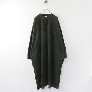 オーディナリーフィッツ ORDINARY FITS スタンドカラーコーデュロイワークシャツワンピース/カーキ バンドカラー【2400013821438】(その他)