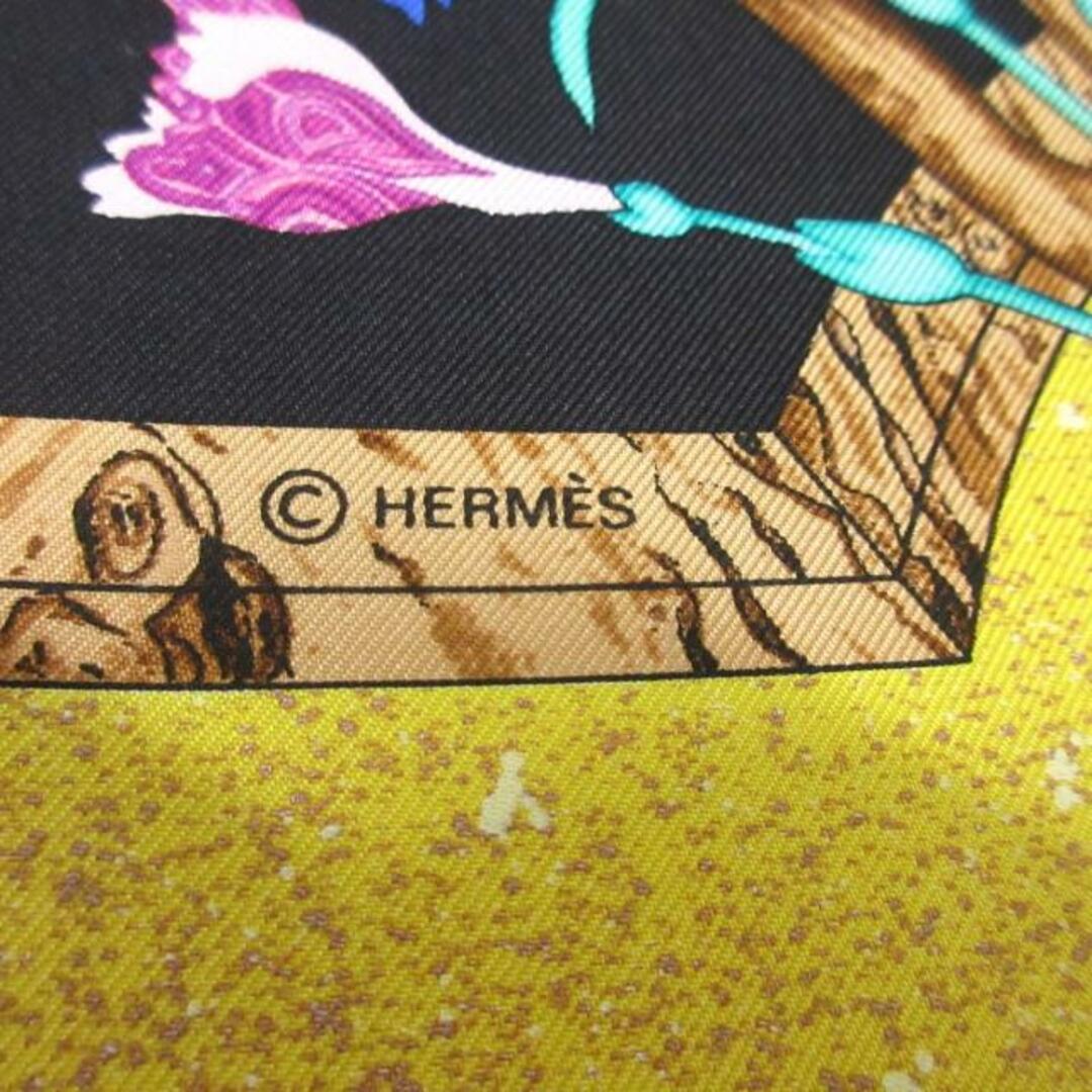 Hermes(エルメス)のHERMES(エルメス) スカーフ カレ90 黒×イエロー×マルチ PIERRES d' ORIENT et d' OCCIDENT/東洋の石と西洋の石細工 レディースのファッション小物(バンダナ/スカーフ)の商品写真