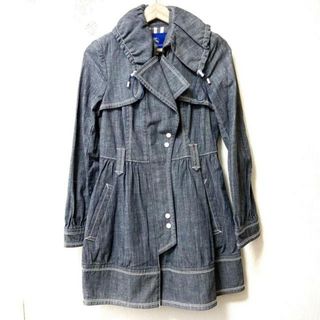 Burberry Blue Label(バーバリーブルーレーベル) コート サイズ38 M レディース - ダークネイビー×白 長袖/デニム/春/秋