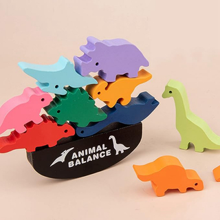 恐竜　積み木 知育玩具 バランス ゲーム　恐竜 １０ピース　新品(知育玩具)