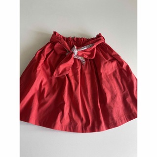 ファミリア(familiar)のファミリア　リバーシブル　スカート　美品　赤　花柄　リボン　110(スカート)