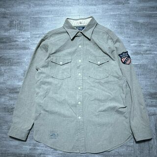 美品 ポロバイラルフローレン ワークシャツ USAロゴワッペン XL(Tシャツ/カットソー(七分/長袖))