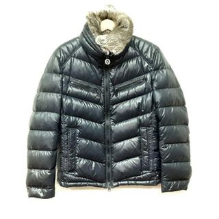 バーバリーブラックレーベル(BURBERRY BLACK LABEL)のBurberry Black Label(バーバリーブラックレーベル) ダウンジャケット サイズM メンズ美品  - ダークネイビー×グレー 長袖/ラビット(ラパン)/冬(ダウンジャケット)