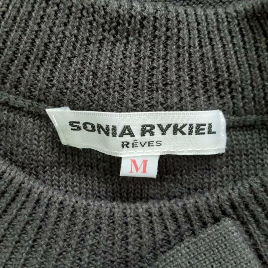 SONIA RYKIEL(ソニアリキエル)のSONIARYKIEL(ソニアリキエル) ワンピース サイズM レディース美品  - 黒×アイボリー クルーネック/長袖/ひざ丈/ニット/リボン レディースのワンピース(その他)の商品写真