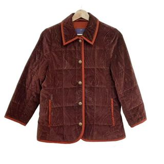 ETRO(エトロ) コート サイズ42 M レディース - ダークブラウン×ブラウン×マルチ 長袖/ベロア/中綿/ペイズリー柄/冬