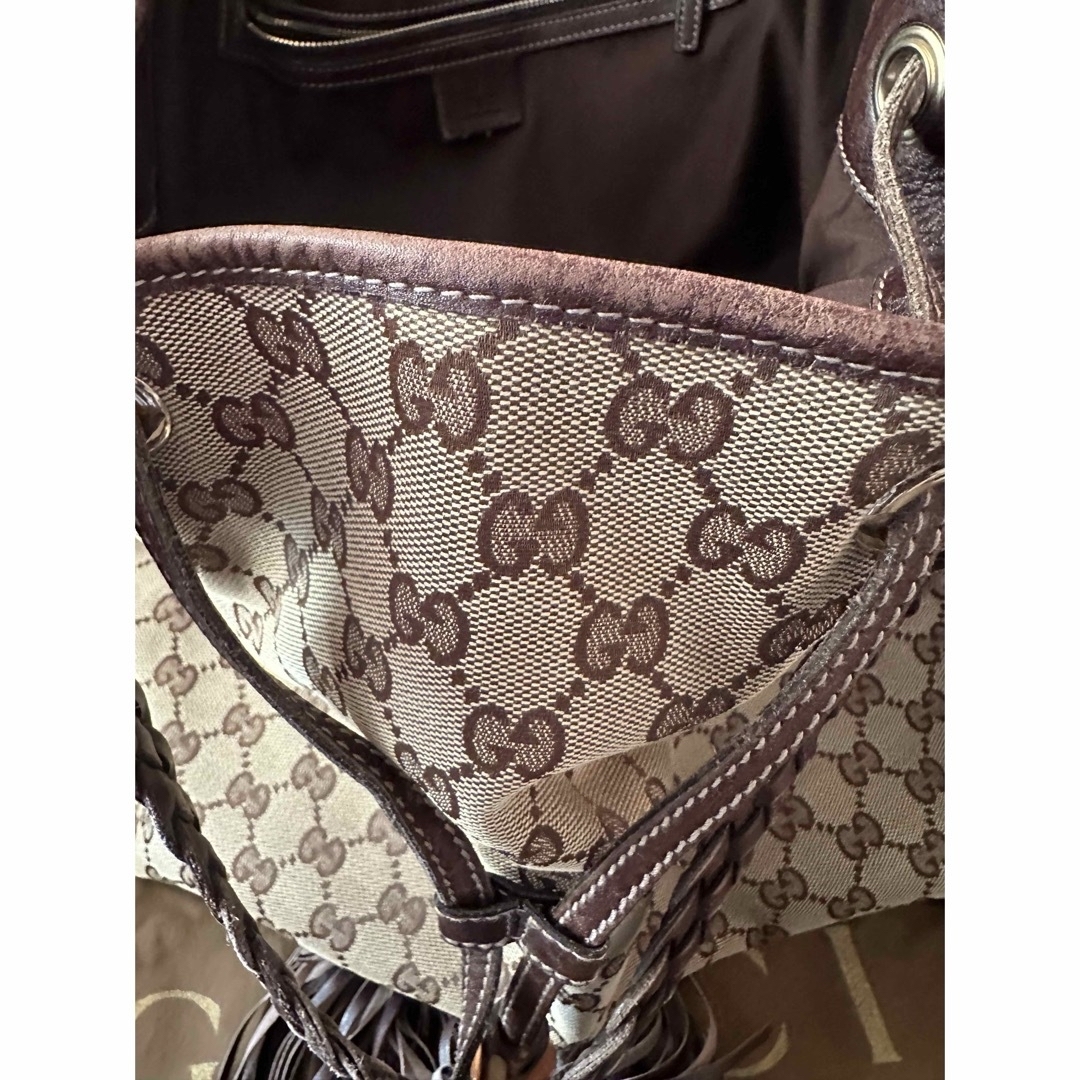 Gucci(グッチ)の【最終売切り！】グッチ トートバッグ ベージュ／ブラウン バンブー タッセル レディースのバッグ(ショルダーバッグ)の商品写真