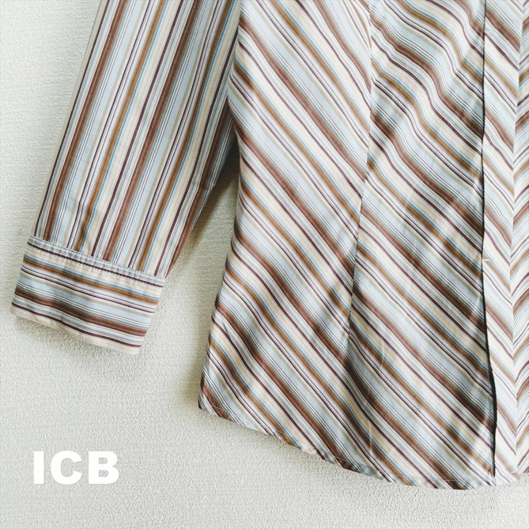 ICB(アイシービー)の【ICB】アイシービー ダイアゴナルストライプ スキッパー シャツ レディースのトップス(シャツ/ブラウス(長袖/七分))の商品写真