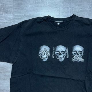 フェード◎ デザイン◎ 見ざる言わざる聞かざる スカル Tシャツ 両面ロゴ XL(Tシャツ/カットソー(半袖/袖なし))