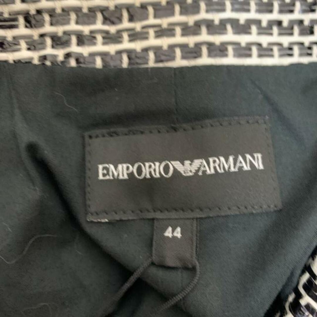 Emporio Armani(エンポリオアルマーニ)のEMPORIOARMANI(エンポリオアルマーニ) ジャケット サイズ44 L レディース美品  - 黒×白 長袖/ノッチドラペル/刺繍/ステッチ/春/秋 レディースのジャケット/アウター(その他)の商品写真