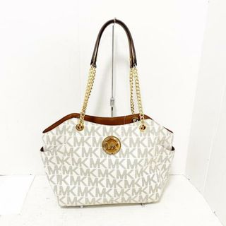 マイケルコース(Michael Kors)のMICHAEL KORS(マイケルコース) ショルダーバッグ - 35F5GTVT3B 白×ダークブラウン×ブラウン チェーンショルダー PVC(塩化ビニール)×レザー(ショルダーバッグ)