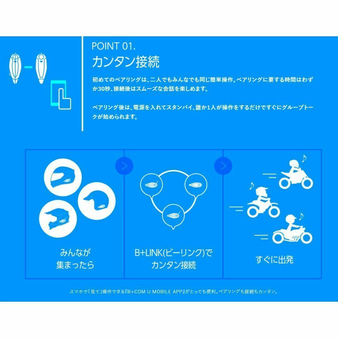 B+COMワン（ワイヤーマイク）UNIT ブルートゥースシステム（6人同時通話） 自動車/バイクのバイク(その他)の商品写真