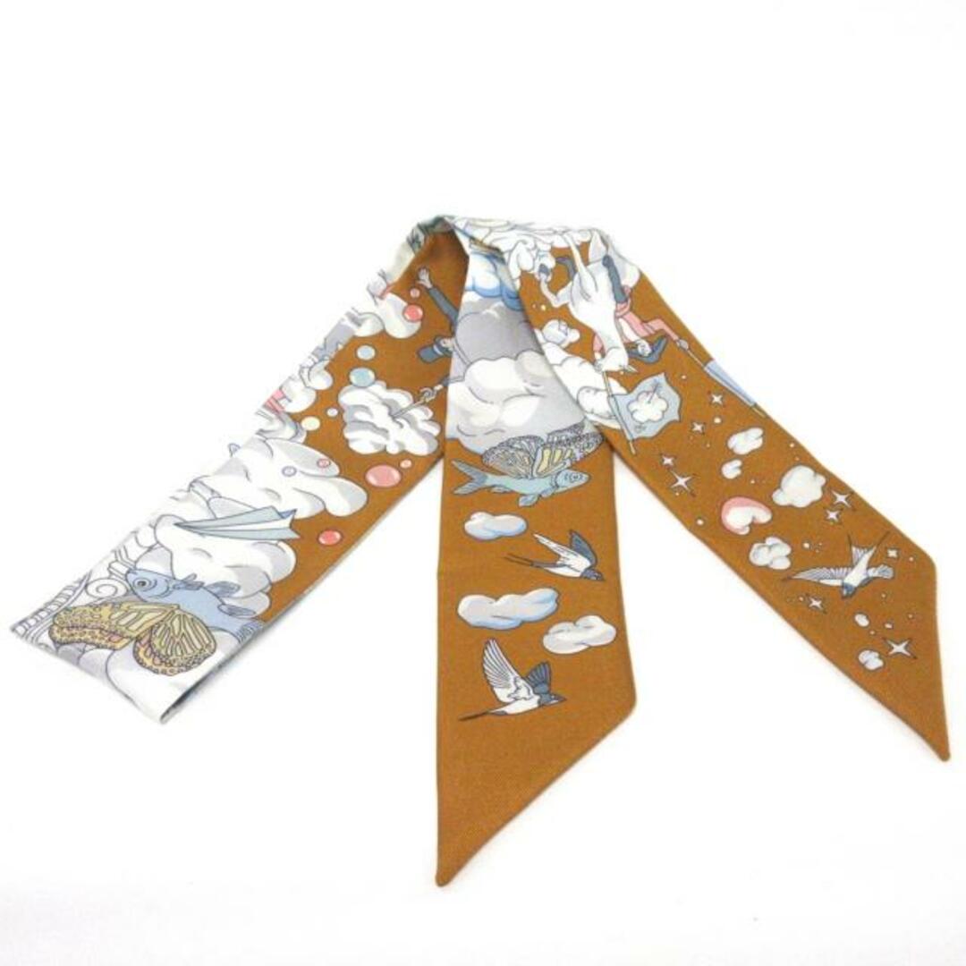 Hermes(エルメス)のHERMES(エルメス) スカーフ ツイリー ブラウン×白×マルチ リボンスカーフ/SUR MON NUAGE レディースのファッション小物(バンダナ/スカーフ)の商品写真