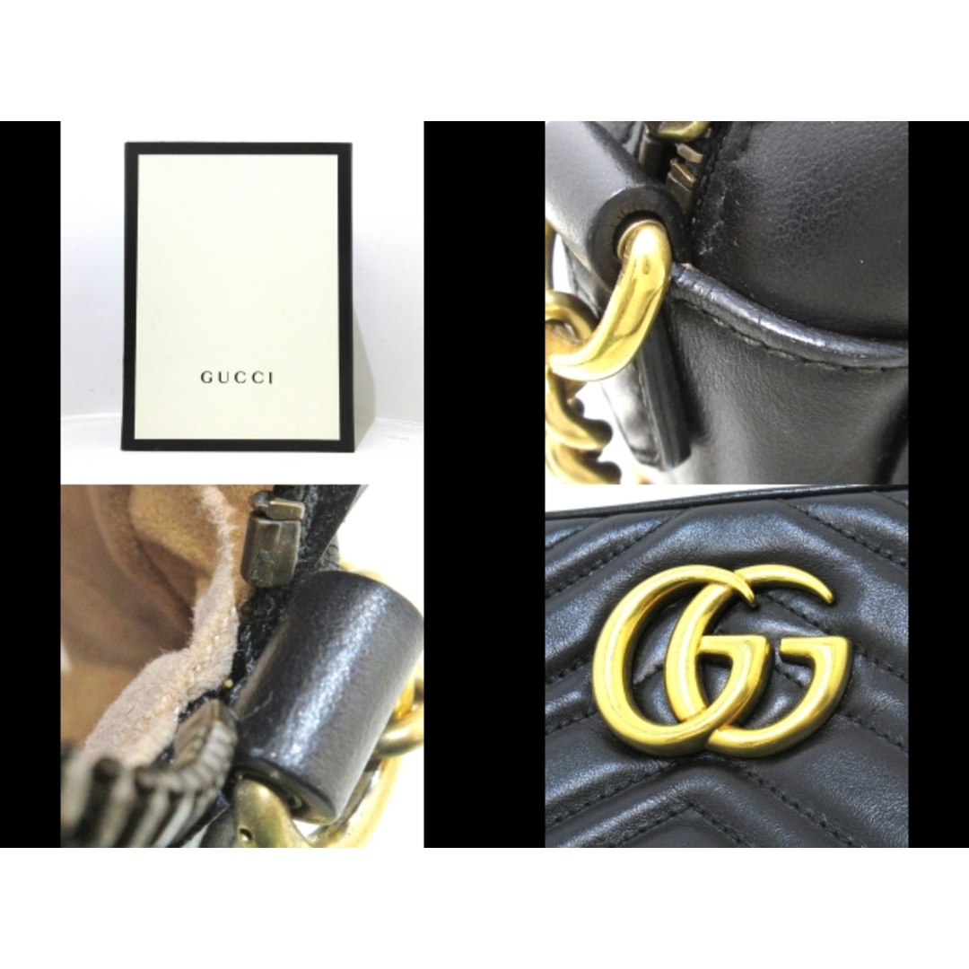 Gucci(グッチ)のGUCCI(グッチ) ショルダーバッグ レディース美品  GGマーモント キルティング スモール ショルダーバッグ 447632 黒 チェーンショルダー レザー レディースのバッグ(ショルダーバッグ)の商品写真