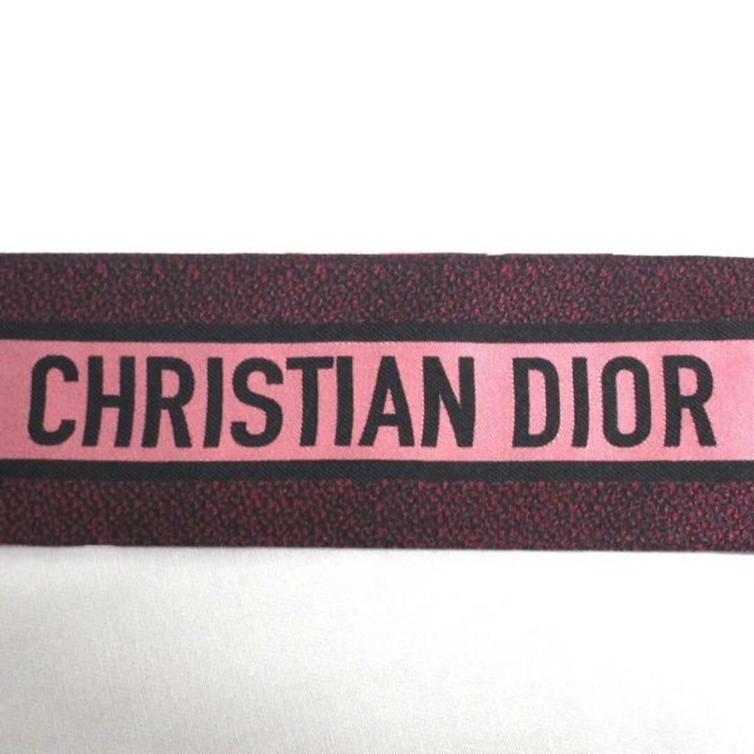 Christian Dior(クリスチャンディオール)のDIOR/ChristianDior(ディオール/クリスチャンディオール) スカーフ美品  - ボルドー×ピンク×マルチ リボンスカーフ/豹柄 レディースのファッション小物(バンダナ/スカーフ)の商品写真