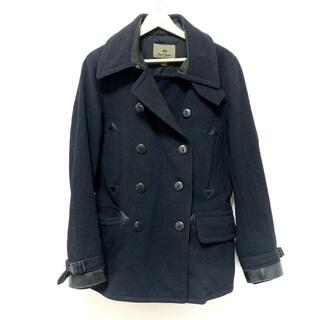NIGEL CABOURN(ナイジェルケーボン) Pコート サイズ46 XL メンズ美品  - 黒 長袖/レザートリム/中綿/秋/冬(ピーコート)