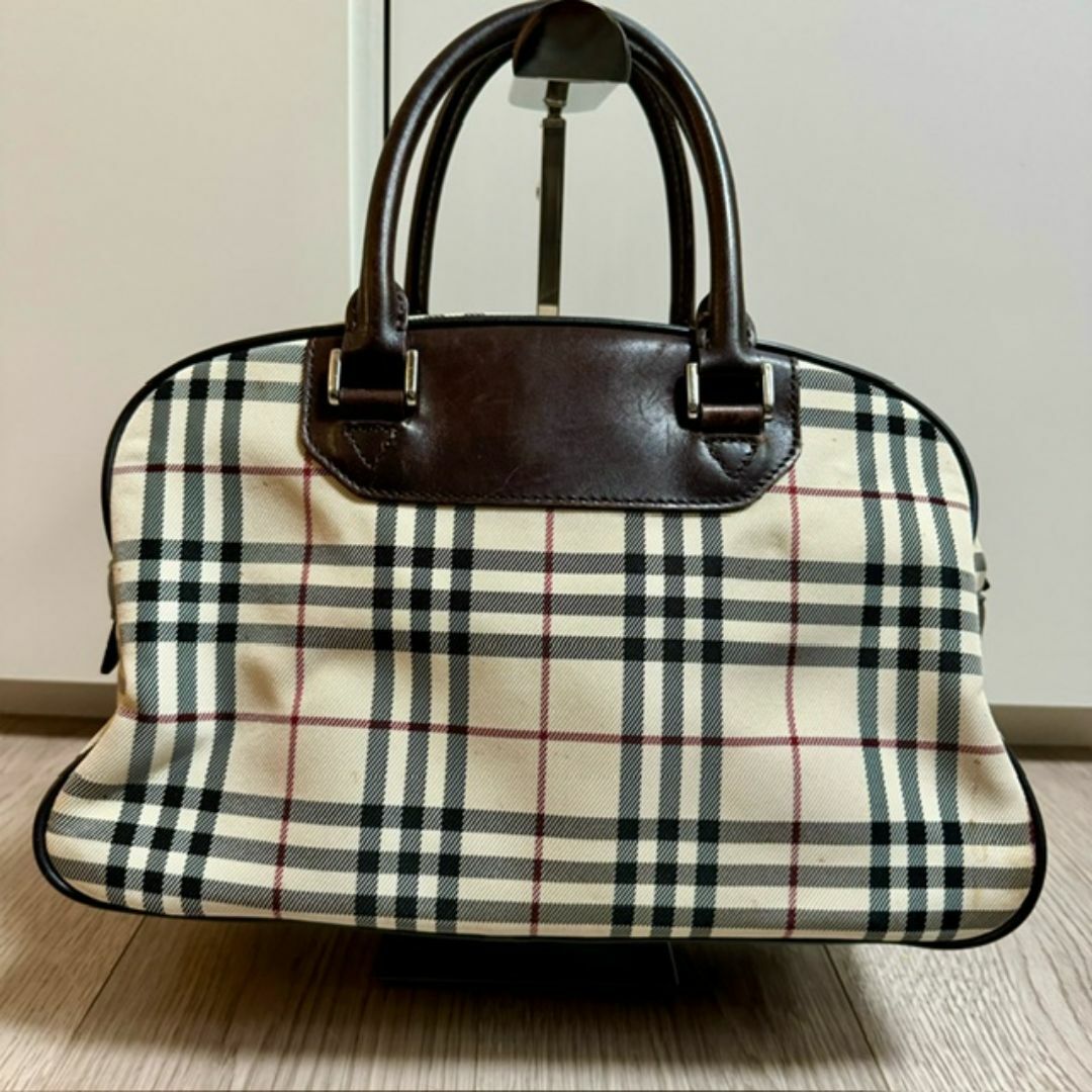 【美品】Burberry バーキャンバス ノバチェック ボストンバッグ 英国製 BURBERRY バーバリー ノバチェック ナイロンキャンバス×レザー