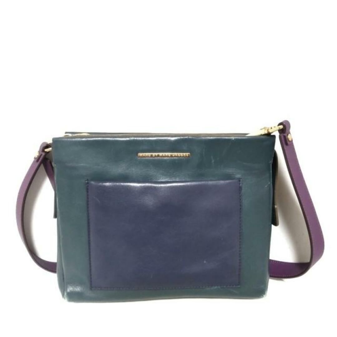 MARC BY MARC JACOBS(マークバイマークジェイコブス)のMARC BY MARC JACOBS(マークバイマークジェイコブス) ショルダーバッグ - M0001469 ダークグリーン×ダークネイビー×パープル ストラップ着脱可 レザー レディースのバッグ(ショルダーバッグ)の商品写真