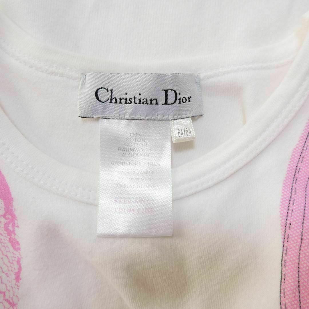 Christian Dior(クリスチャンディオール)の美品 Christian Dior リボン フリル ジッププリント タンクトップ キッズ/ベビー/マタニティのキッズ服女の子用(90cm~)(Tシャツ/カットソー)の商品写真