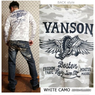 【タグ付新品】vansonバンソン　Tシャツ長袖 ストレッチ素材 ツーリング