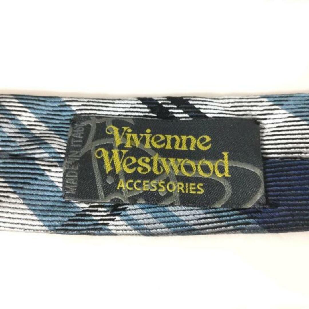 VivienneWestwood ACCESSORIES(ヴィヴィアンウエストウッドアクセサリーズ) ネクタイ メンズ - ネイビー×ライトブルー×マルチ チェック柄/オーブ メンズのファッション小物(ネクタイ)の商品写真