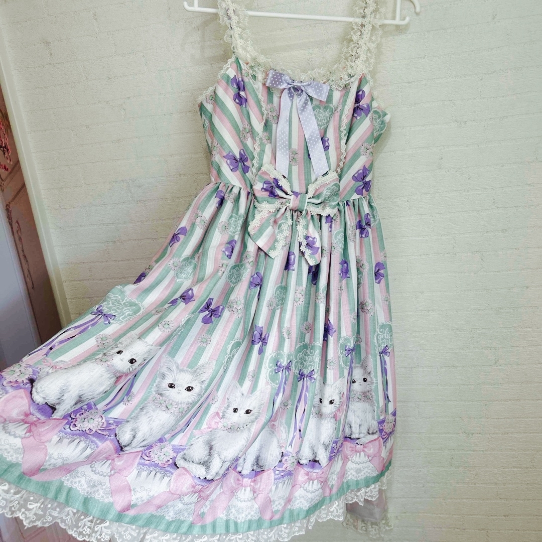 Angelic Pretty(アンジェリックプリティー)のう3 angelic pretty Fleur Cat jsk 新品　ロリィタ レディースのワンピース(ひざ丈ワンピース)の商品写真