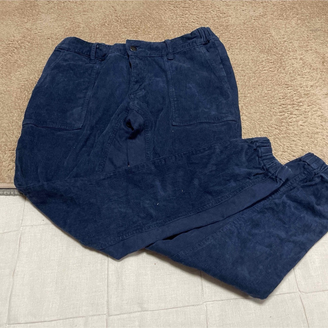 コーディロイパンツ　サイズフリー　白と紺　２枚セット レディースのパンツ(カジュアルパンツ)の商品写真
