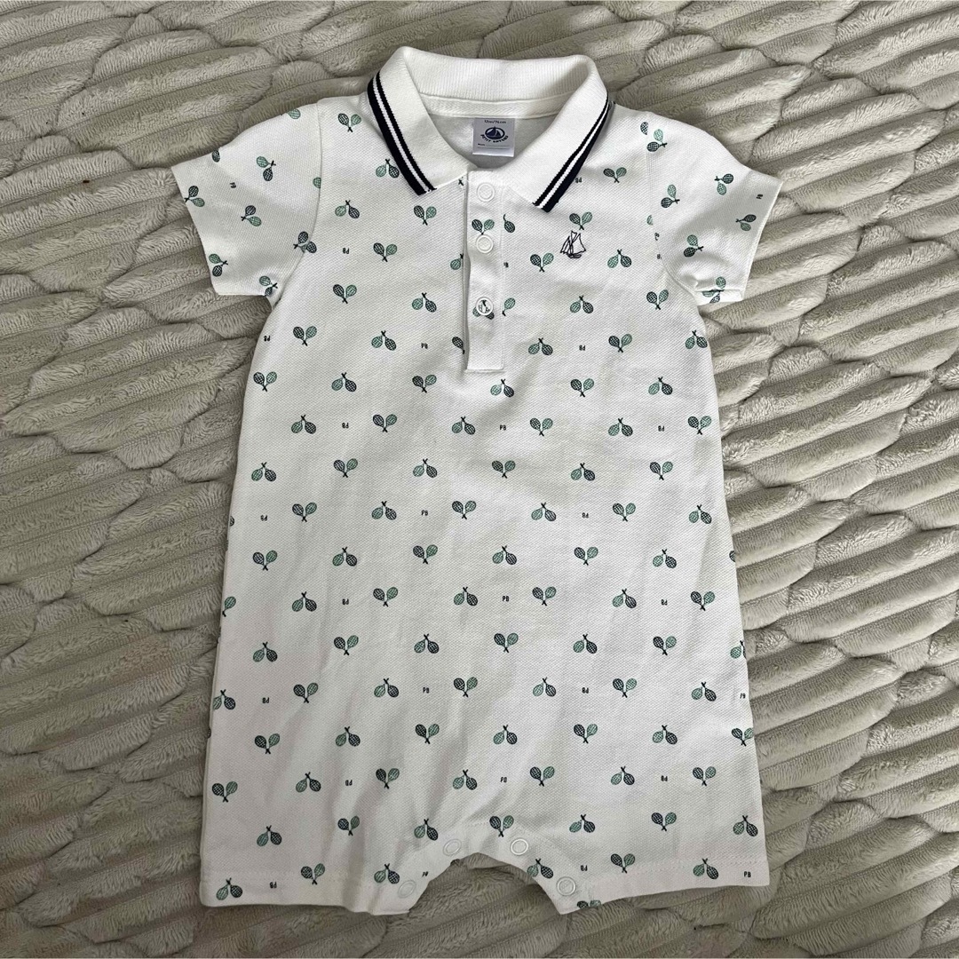 PETIT BATEAU(プチバトー)のプチバトー 半袖カバーオール 12m/74cm キッズ/ベビー/マタニティのベビー服(~85cm)(カバーオール)の商品写真