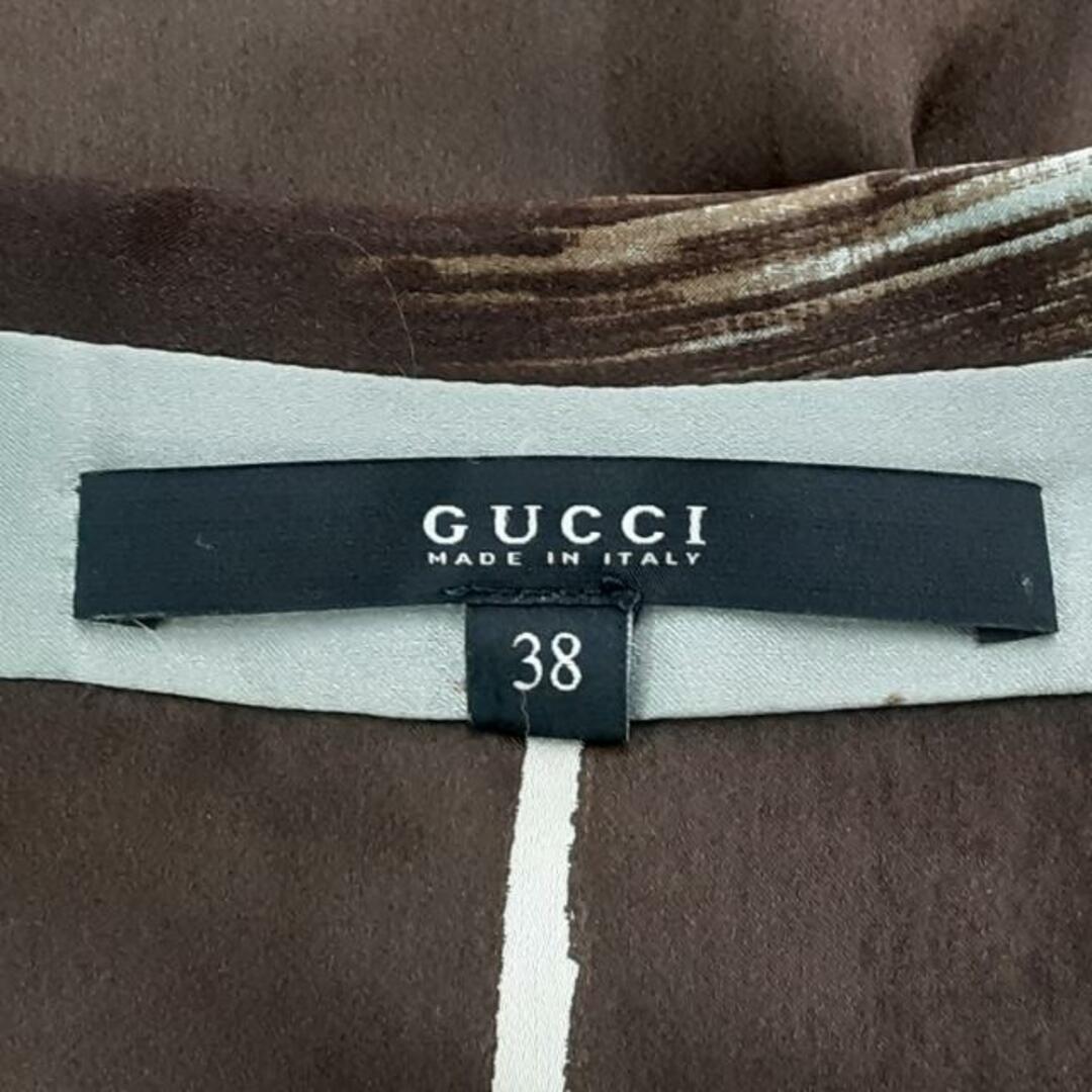 Gucci(グッチ)のGUCCI(グッチ) 長袖シャツブラウス サイズ38 S レディース美品  - ダークブラウン×ライトブルー×ブラウン シルク レディースのトップス(シャツ/ブラウス(長袖/七分))の商品写真