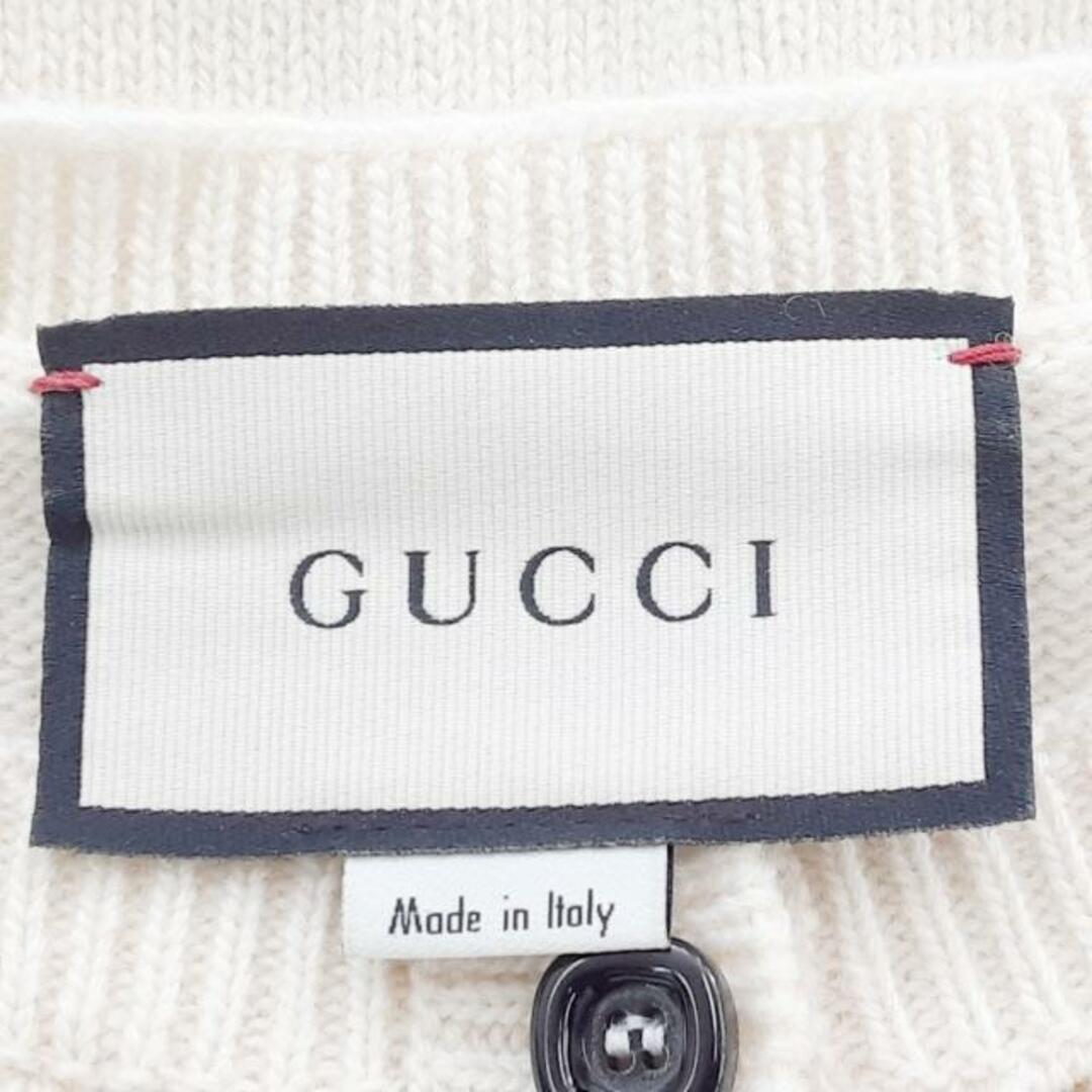 Gucci(グッチ)のGUCCI(グッチ) 半袖セーター サイズS レディース美品  - 635033 アイボリー×黒 スクエアネック/ショート丈 レディースのトップス(ニット/セーター)の商品写真