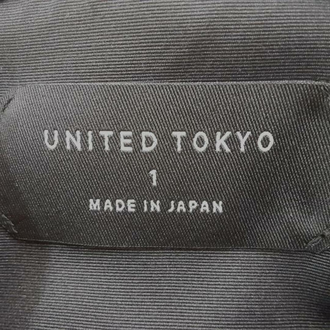 UNITED TOKYO(ユナイテッド トウキョウ) 長袖カットソー サイズ1 S レディース美品  - 黒×グリーン×ネイビー ストライプ/プリーツ/クルーネック/春・秋物/異素材切り替え/プルオーバー レディースのトップス(カットソー(長袖/七分))の商品写真