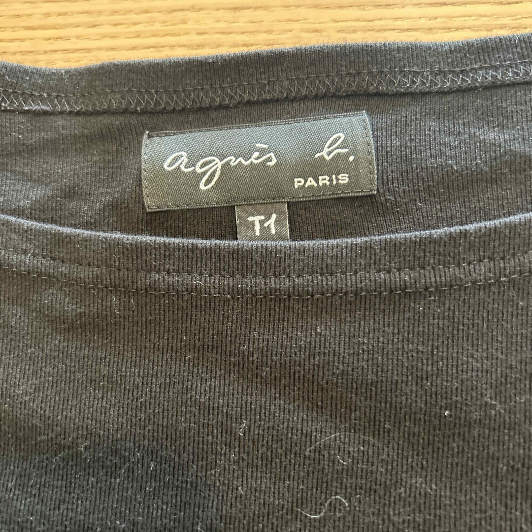 agnes b.(アニエスベー)のアニエスベー　ボートネック　カットソー　黒　S レディースのトップス(Tシャツ(長袖/七分))の商品写真