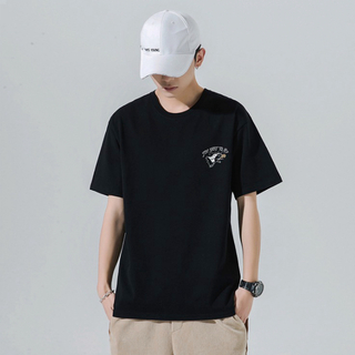メンズTシャツ　XL ブラック　シンプル　オフショル　ストリート　ロゴ(Tシャツ/カットソー(半袖/袖なし))
