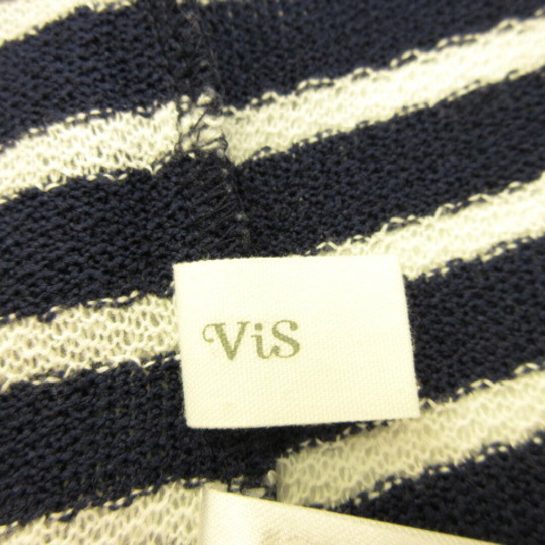 ViS(ヴィス)のビス ViS カットソー フレンチスリーブ レース ボーダー 紺 M レディースのトップス(カットソー(半袖/袖なし))の商品写真