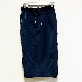 sacai - Sacai(サカイ) ロングスカート サイズ2 M レディース美品  - SCW-003 ダークネイビー プリーツ/ウエストゴム ナイロン/ポリエステル