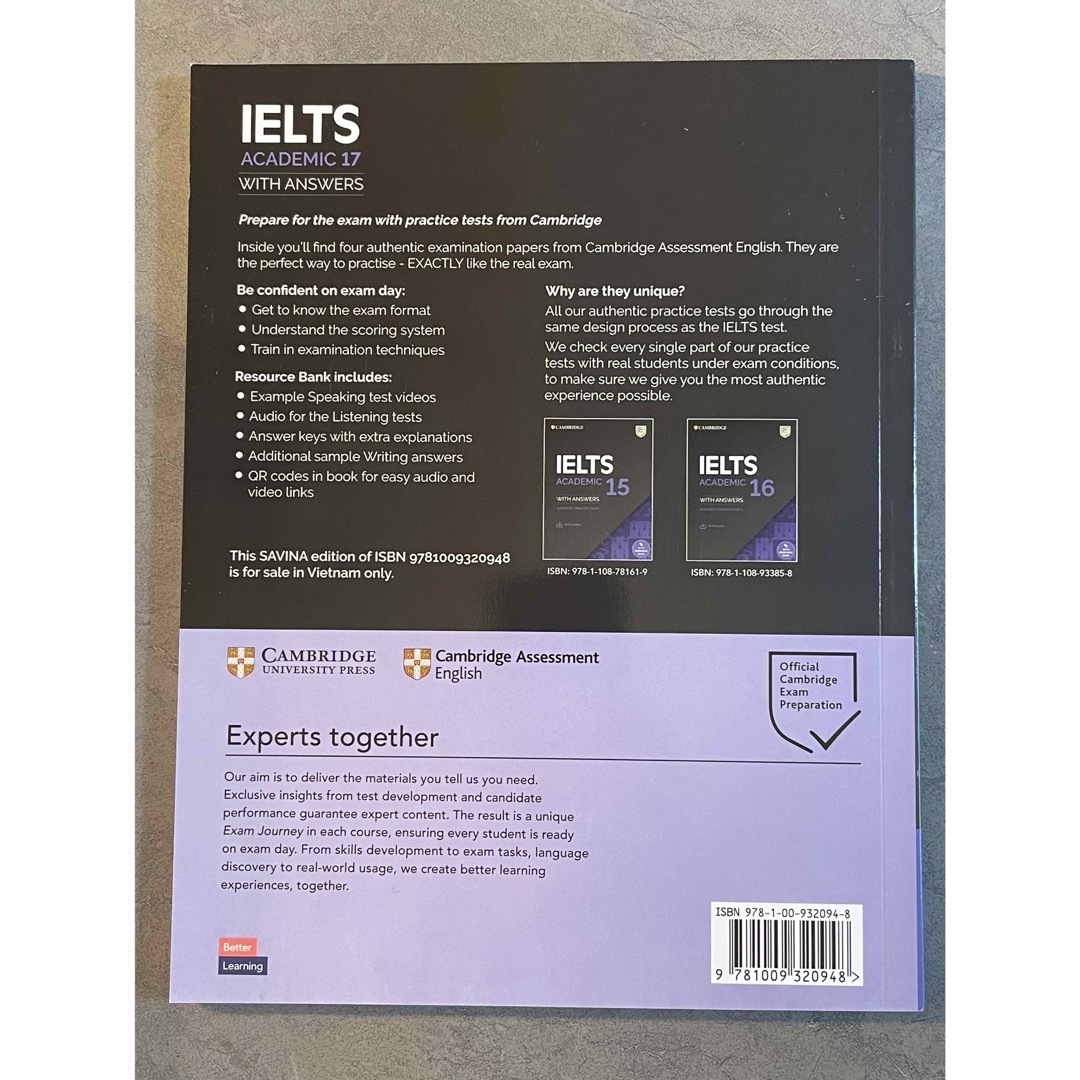IELTS 17 Academic Cambridge  新品未使用　アイエルツ エンタメ/ホビーの本(語学/参考書)の商品写真