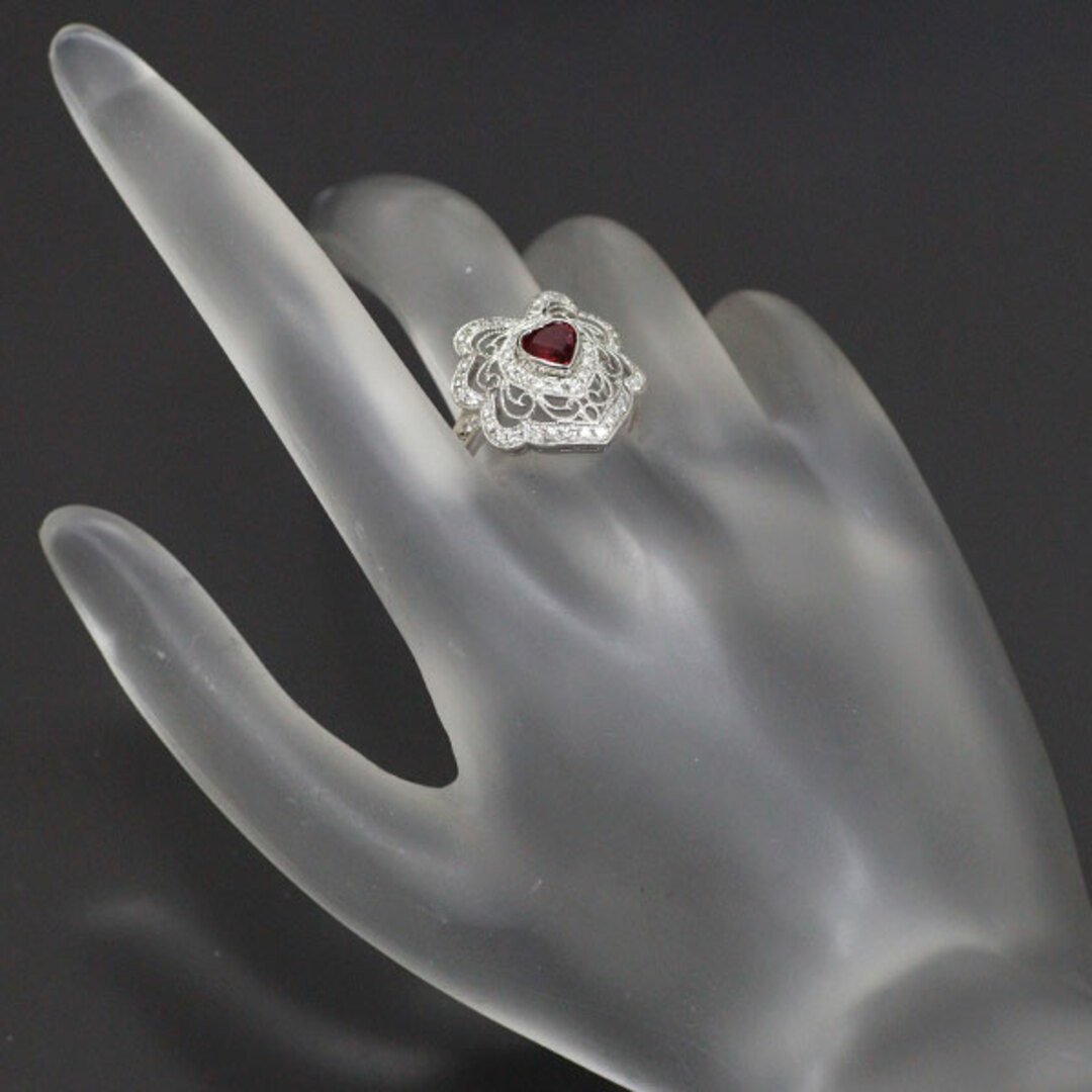 Pt900 ハートシェイプルビー ダイヤモンド リング 0.70ct D0.37ct レディースのアクセサリー(リング(指輪))の商品写真