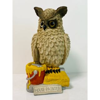 【 美品 】高さ26.5㎝  「HOUSE PAINTER OWL」  オブジェ(置物)