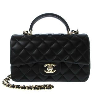 シャネル(CHANEL)のCHANEL(シャネル) ショルダーバッグ レディース美品  マトラッセ/トップハンドル ミニ フラップ バッグ AS2431 黒 チェーンショルダー/シャンパンゴールド金具/2way ラムスキン(ショルダーバッグ)