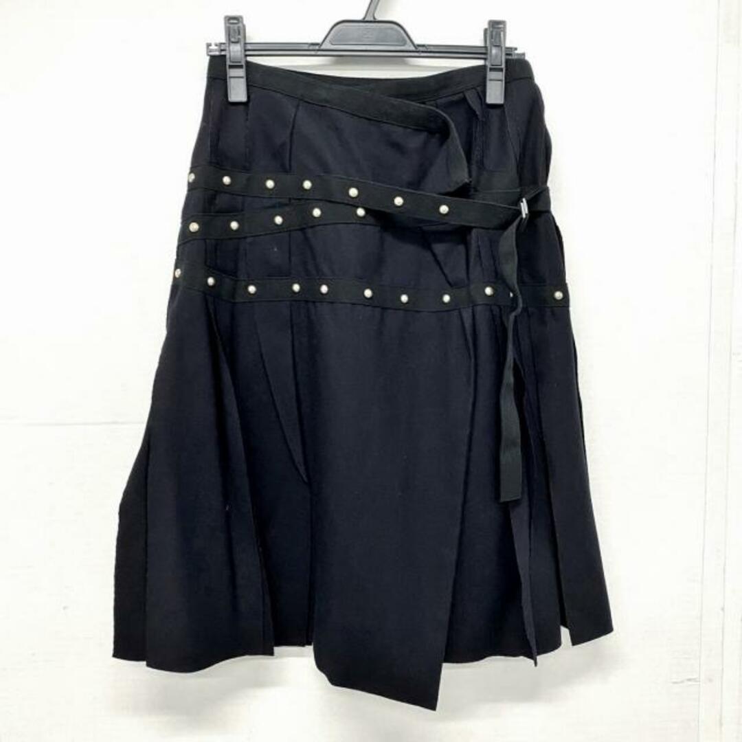 sacai(サカイ)のSacai(サカイ) スカート サイズ2 M レディース美品  - ダークネイビー×黒 変形デザイン/巻きスカート風/スタッズ/ベルト レディースのスカート(その他)の商品写真