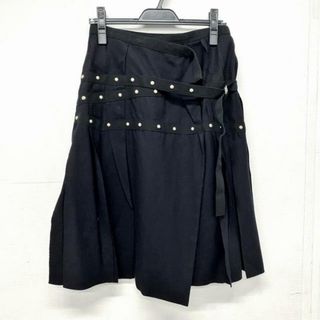 サカイ(sacai)のSacai(サカイ) スカート サイズ2 M レディース美品  - ダークネイビー×黒 変形デザイン/巻きスカート風/スタッズ/ベルト(その他)