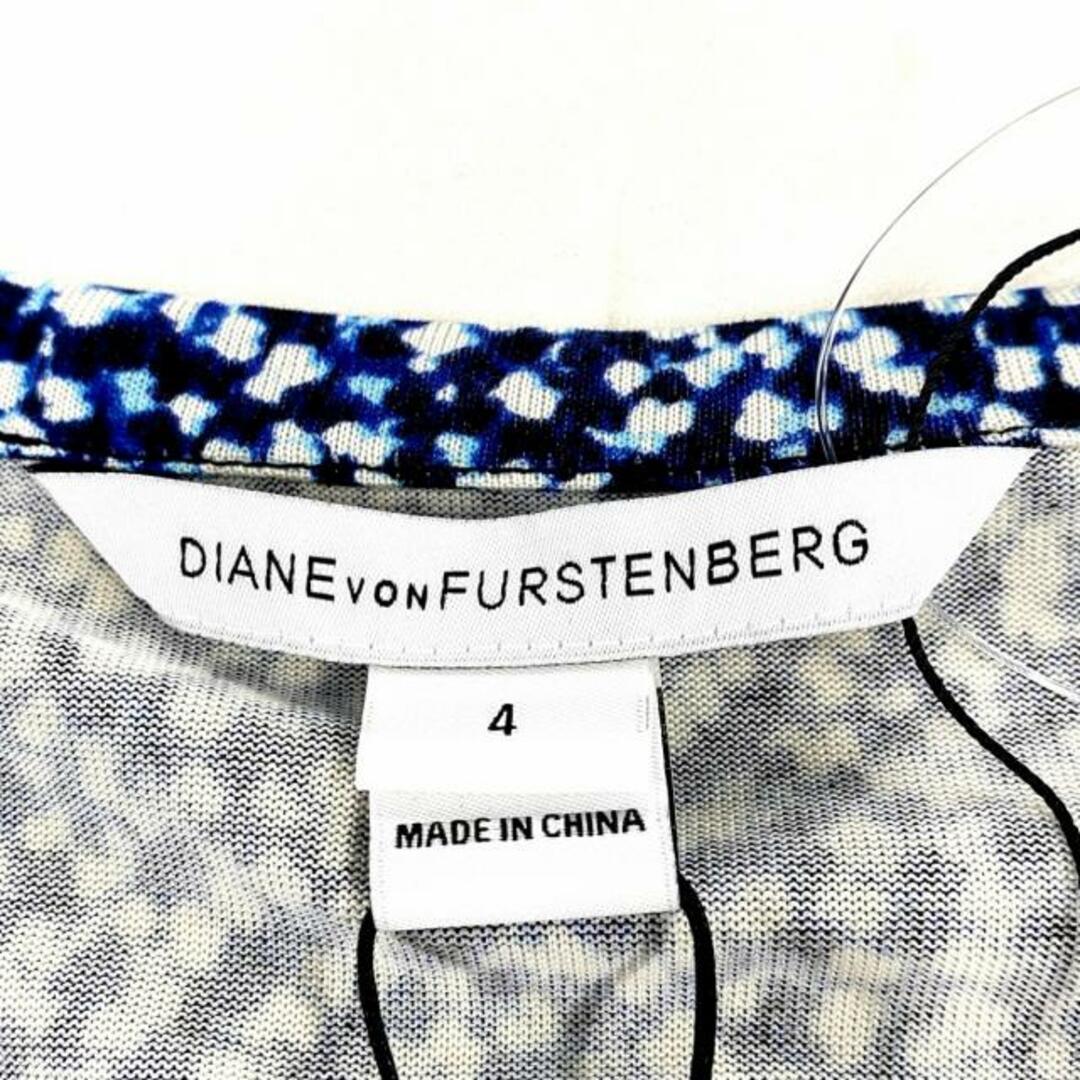 DIANE von FURSTENBERG(ダイアンフォンファステンバーグ)のDIANE VON FURSTENBERG(DVF)(ダイアン・フォン・ファステンバーグ) ワンピース サイズ4 S レディース美品  - ダークネイビー×白×マルチ 半袖/ひざ丈/ギャザー シルク レディースのワンピース(その他)の商品写真