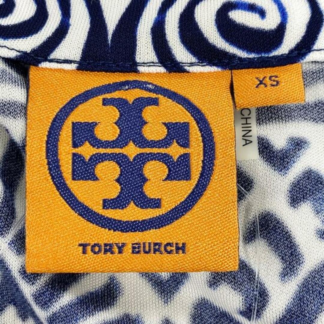 Tory Burch(トリーバーチ)のTORY BURCH(トリーバーチ) ワンピース サイズXS レディース - ダークネイビー×白 Vネック/ノースリーブ/ひざ丈 レディースのワンピース(その他)の商品写真