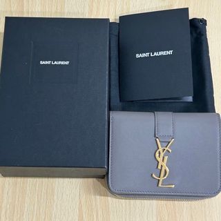 Yves Saint Laurent - イヴ・サンローラン ロゴ入りコンパクトウォレット グレー