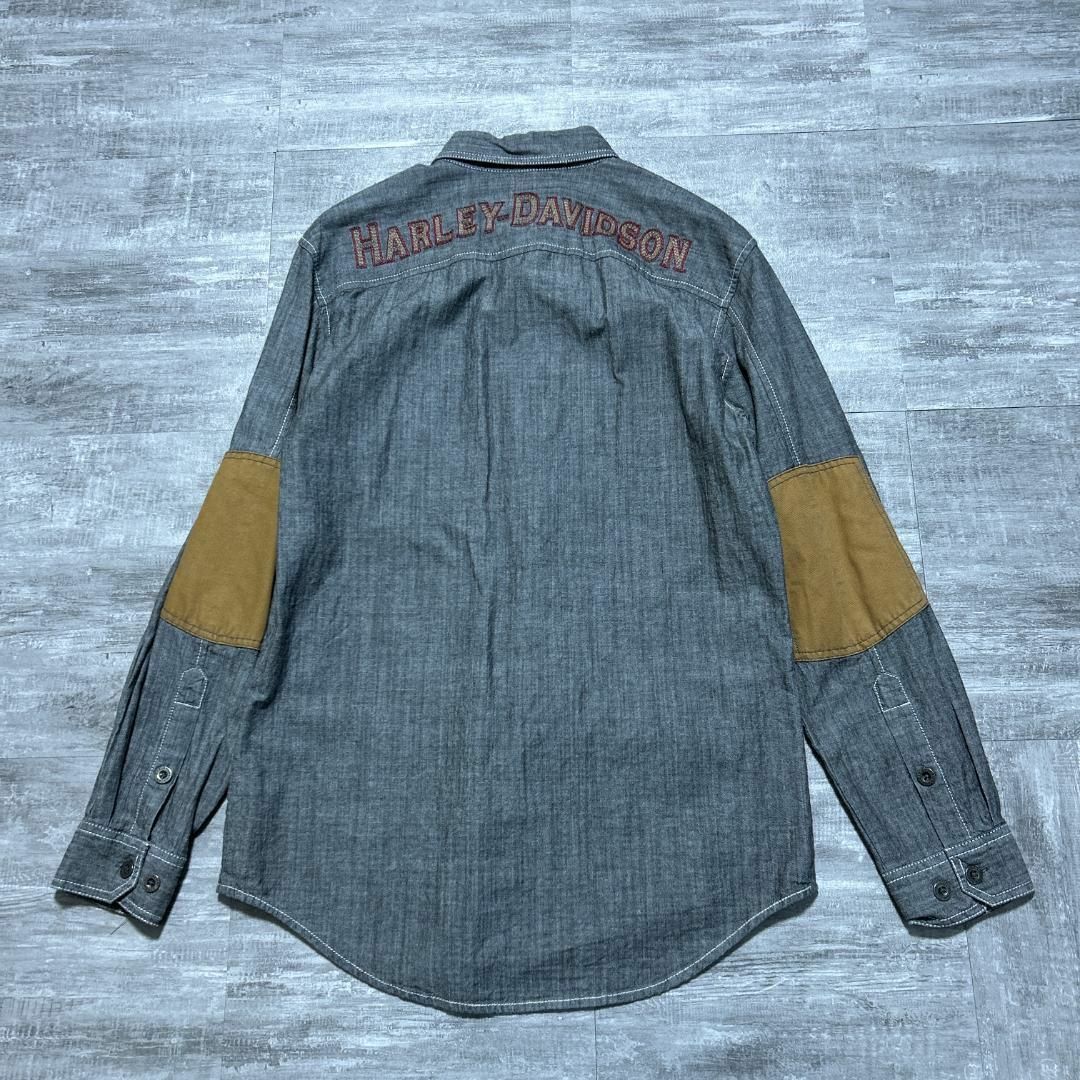 Harley Davidson(ハーレーダビッドソン)のHARLEY DAVIDSON ハーレーダビッドソン エルボーパッチ 長袖シャツ メンズのトップス(Tシャツ/カットソー(七分/長袖))の商品写真