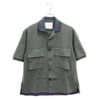 サカイ(sacai)のSacai サカイ 23SS Cotton Jersey Shirt コットンジャージー半袖ボタンシャツ グリーン 23-03073M(シャツ)